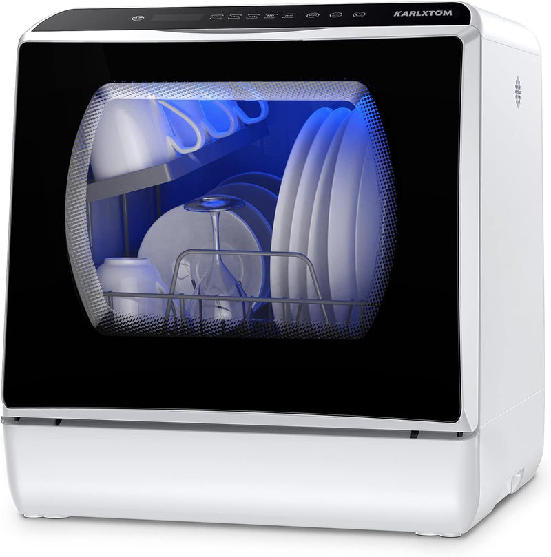Karlxtom Lavavajillas de encimera, Mini Lavavajillas Portatil, Pantalla LED, 6 Programas,45CM
