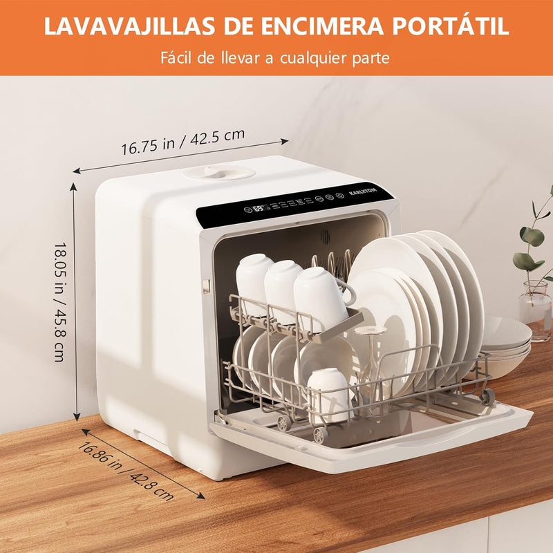 Karlxtom Lavavajillas de encimera, Mini Lavavajillas Portatil, Pantalla LED, 6 Programas,45CM