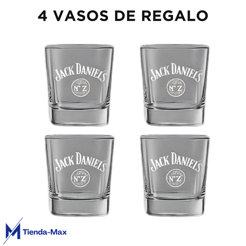 KIT JACK DANIEL’S – FIRE, HONEY, GREEN & OLD NO. 7 + 4 VASOS DE REGALO